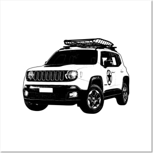 Jeep Renegade With Roof Rack Sketch Art Posters and Art